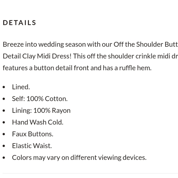 New! Off the shoulder button detail clay midi dress - Picture 9 of 10